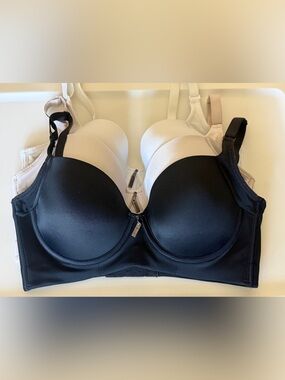 Leonisa Black Light Beige & White Back Smoothing Bras w/Soft Full Coverage Cups